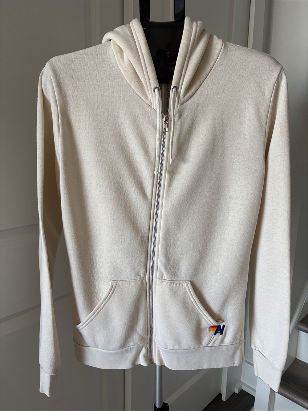 Aviator Nation Full Zip Bolt Hoodie ~ Medium ~ Cream - Picture 4 of 16